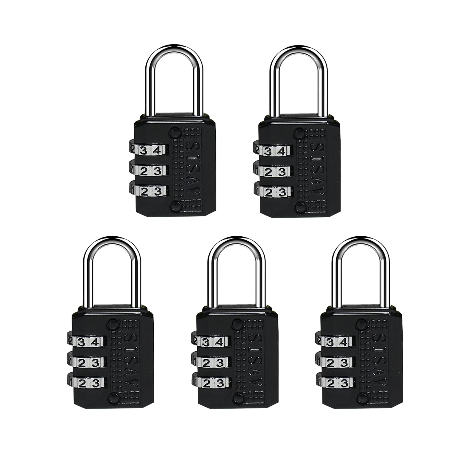 Set Mit 5 Dreistelligen Zahlenschlössern, Geeignet Für Fitnessstudios, Den Außenbereich, Schulspinde, Werkzeugkästen, Reiserucksäcke Und Verschlüsse (schwarz)