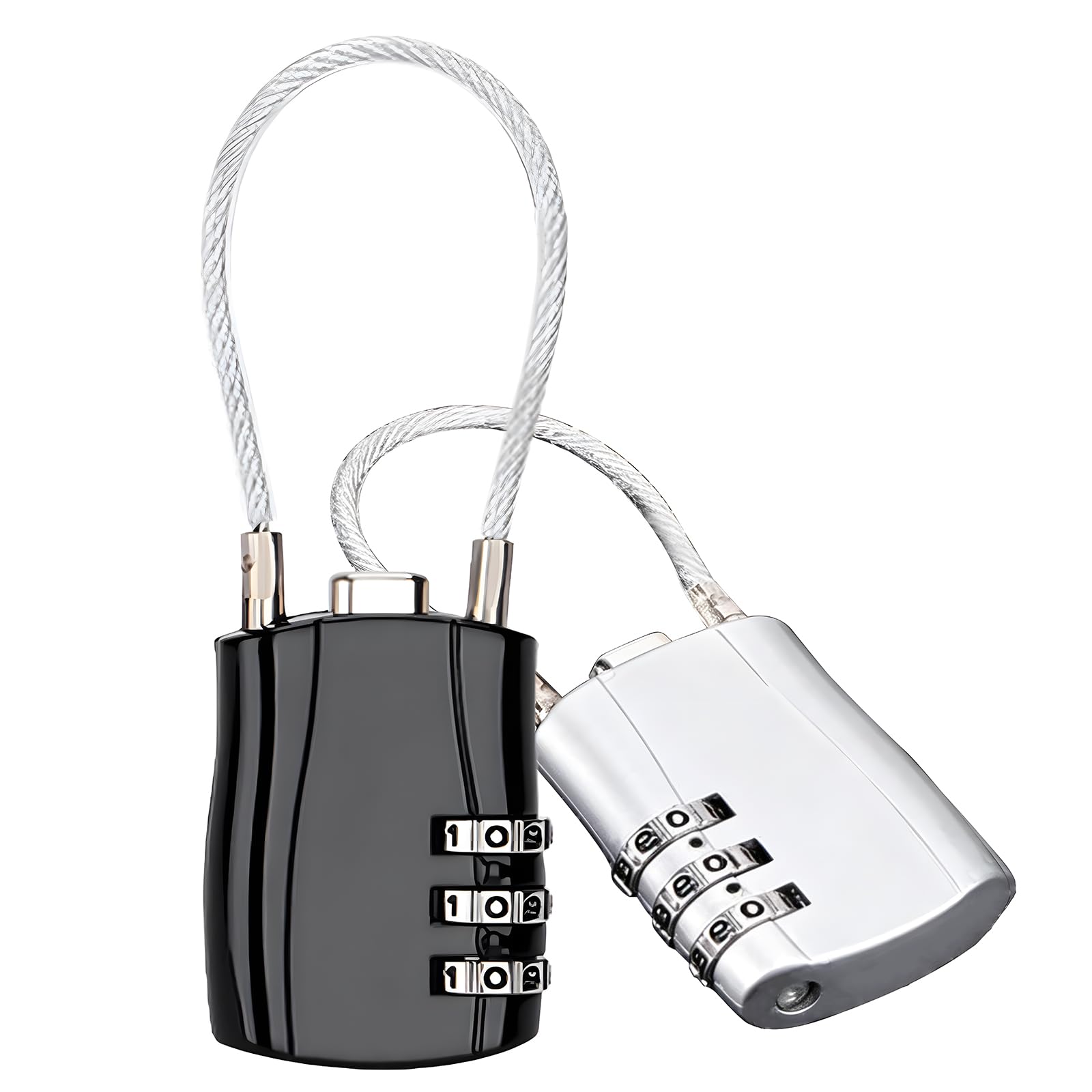 Kofferschloss, 2er-pack, 3-stelliges Zahlenschloss Mit Flexiblem Kabel, Reiseschloss Für Koffer, Rucksäcke Und Reisetaschen