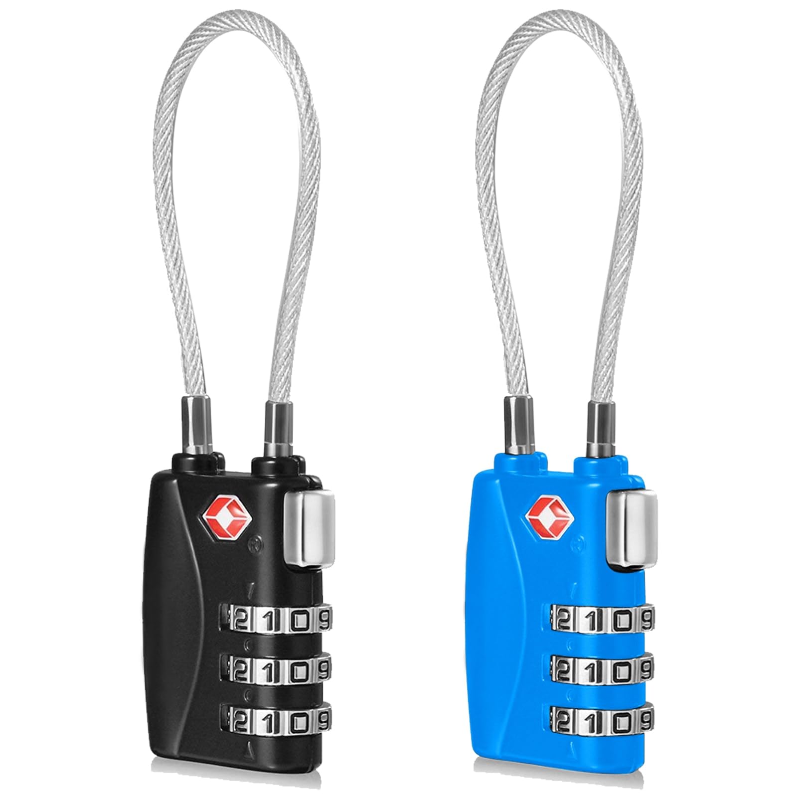 2er-pack Reisekabelschlösser Mit 3-stelligem Zahlencode Für Koffer, Taschen Und Handtaschen – Schwarz Und Blau