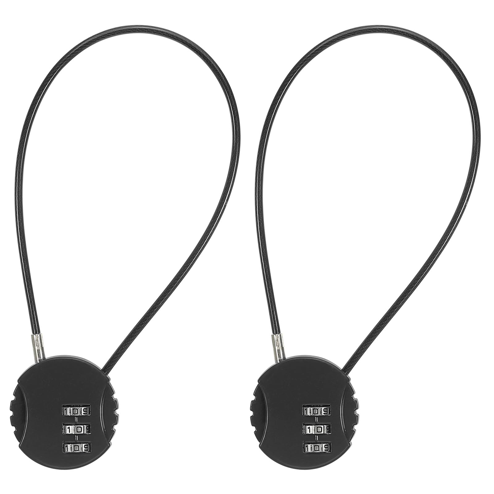 2er-pack 3-stellige Zahlenschlösser, Rundes Helmschloss Mit 30 Cm Langem, Flexiblem Stahlsicherheitskabel Für Fahrrad, Spind Im Fitnessstudio, Reisekoffer, Schwarz