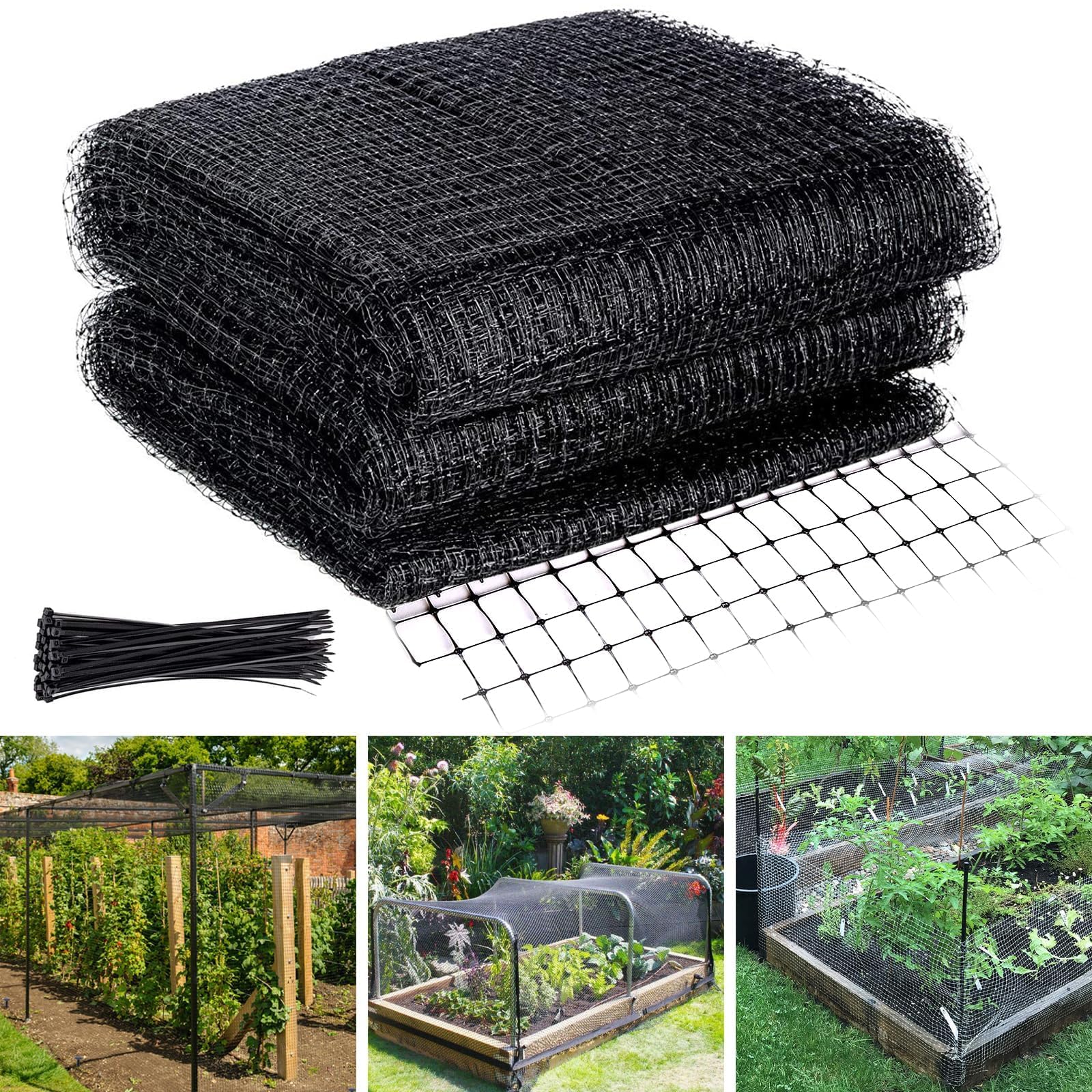 Vogelschutznetz Für Obstbäume, 4 X 10 M Vogelschutznetz Mit 20 Kabelbindern, Gartennetz, Wiederverwendbares Vogelschutznetz Zum Schutz Von Früchten Und Blumen Vor Tieren, Schädlingen Und Vögeln