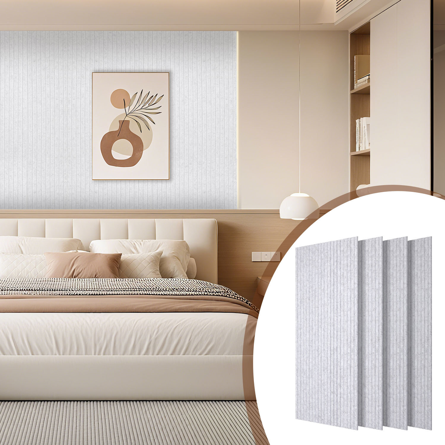 Wolketon Akustikpaneele Selbstklebend, 4 Stück Akustikplatten Aus Filz 120 X 60 X 0,9 Cm Grau, Schallabsorber Mit Vertikalen Rillen