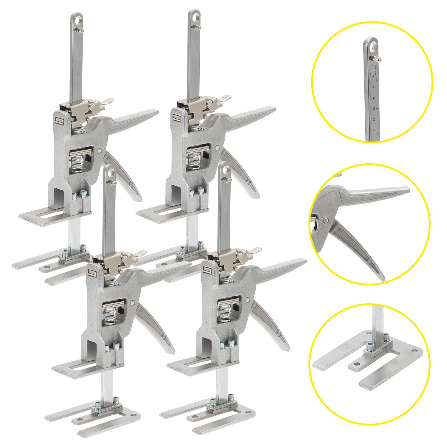 Wolketon Möbelheber Set 4 Stück Mit Skala, Fein Einstellbarer Montageheber 0-145 Mm, Plattenheber Für Möbel, Bis 150 Kg