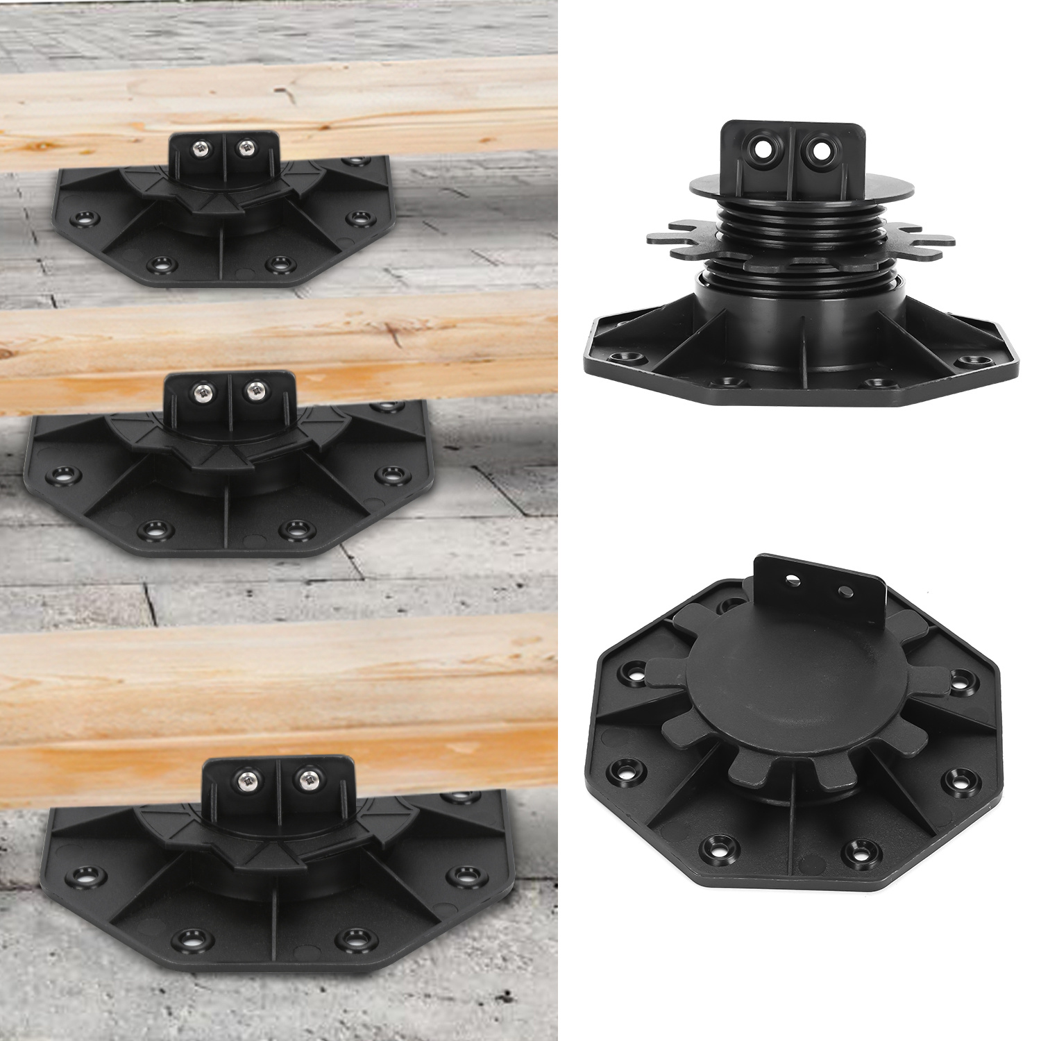 Wolketon Stelzlager Höhenverstellbar 20 Stück Stellfuss 30-60mm Plattenlager - Stelzlager Für Terrassenplatten-unterkonstruktion Holz, Wpc Und Stein