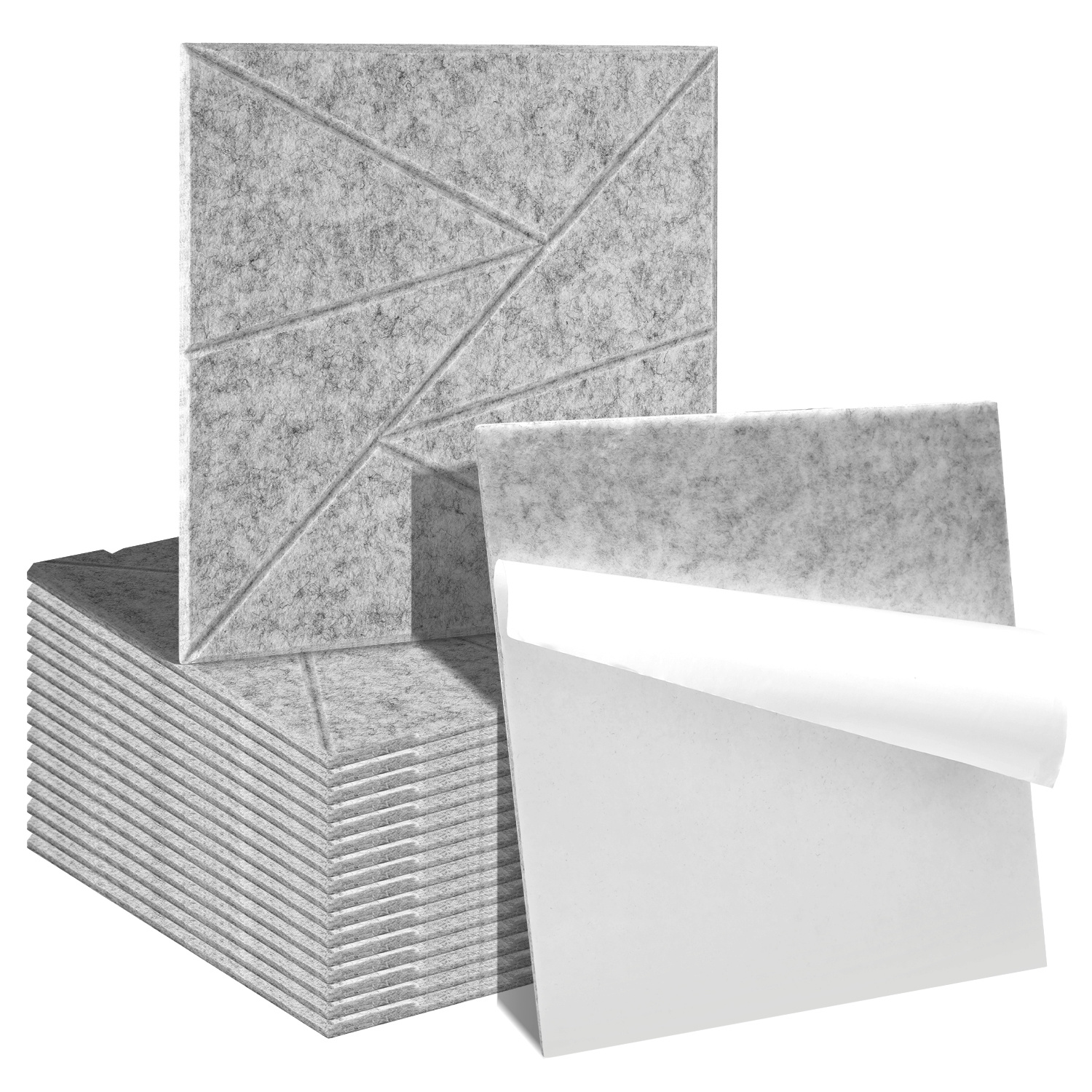 Wolketon Akustikpaneele Selbstklebend, 18 Stück Akustikplatten Aus Filz 30 X 30 X 0,9 Cm Grau, Schallabsorber Quadratisch In Ziegeloptik
