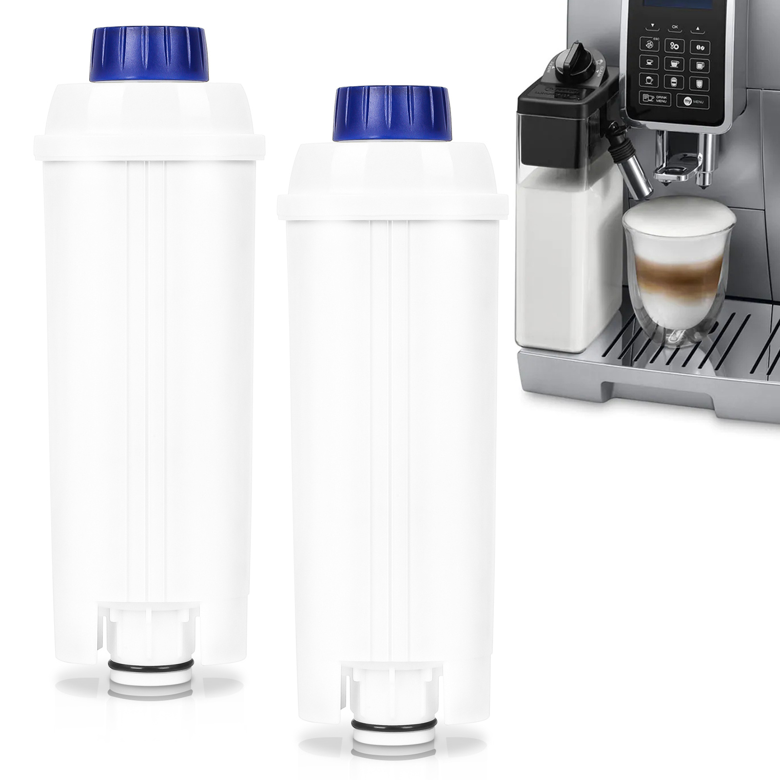 Wolketon Wasserfilter Delonghi Dlsc002 Kompatibel 2 Stück, Kaffeemaschine Ecam Etam, Aktivkohle