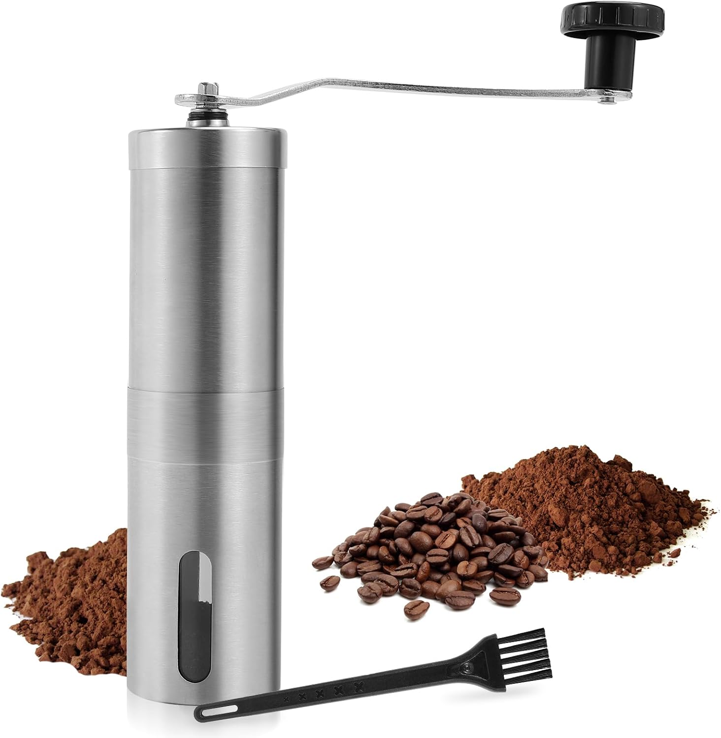Manuelle Kaffeemühle Aus Edelstahl Mit Verstellbarem Keramikmahlwerk, Kompakte Größe, Ideal Für Zuhause, Büro Oder Unterwegs