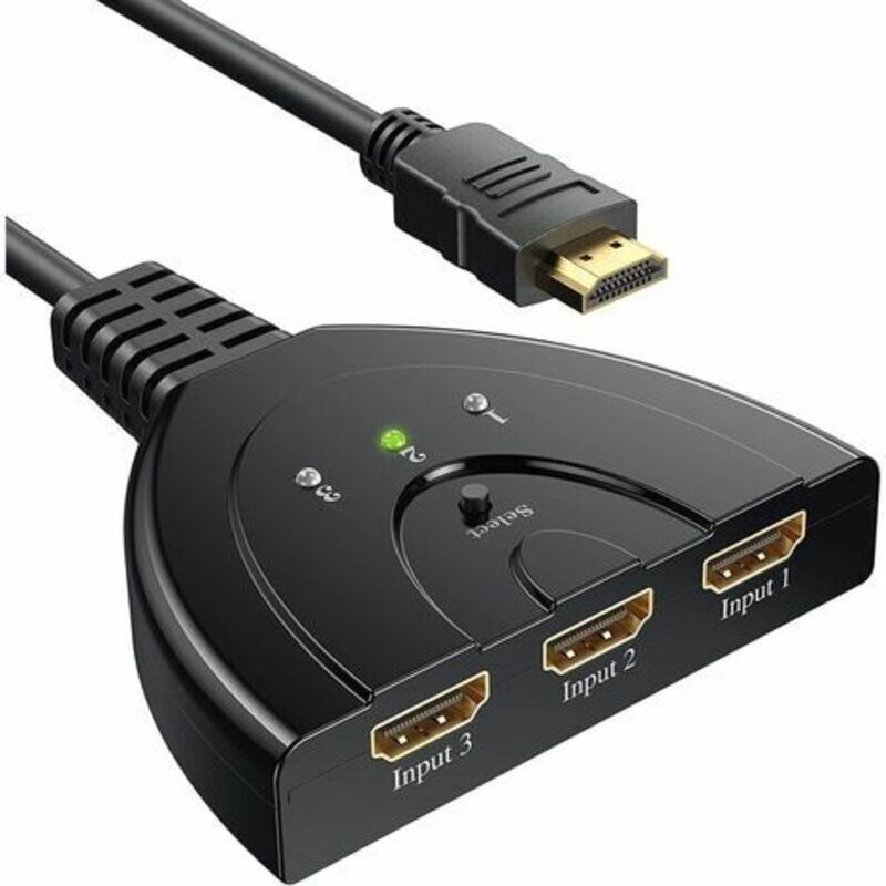 Hdmi-umschalter, 3-port-hdmi-umschalter, Manueller Hdmi-splitter, Hdmi-umschalter Mit 3 Eingängen Auf 1 Ausgang, Full Hd 4k/3d-unterstützung Mit High-speed-kabel