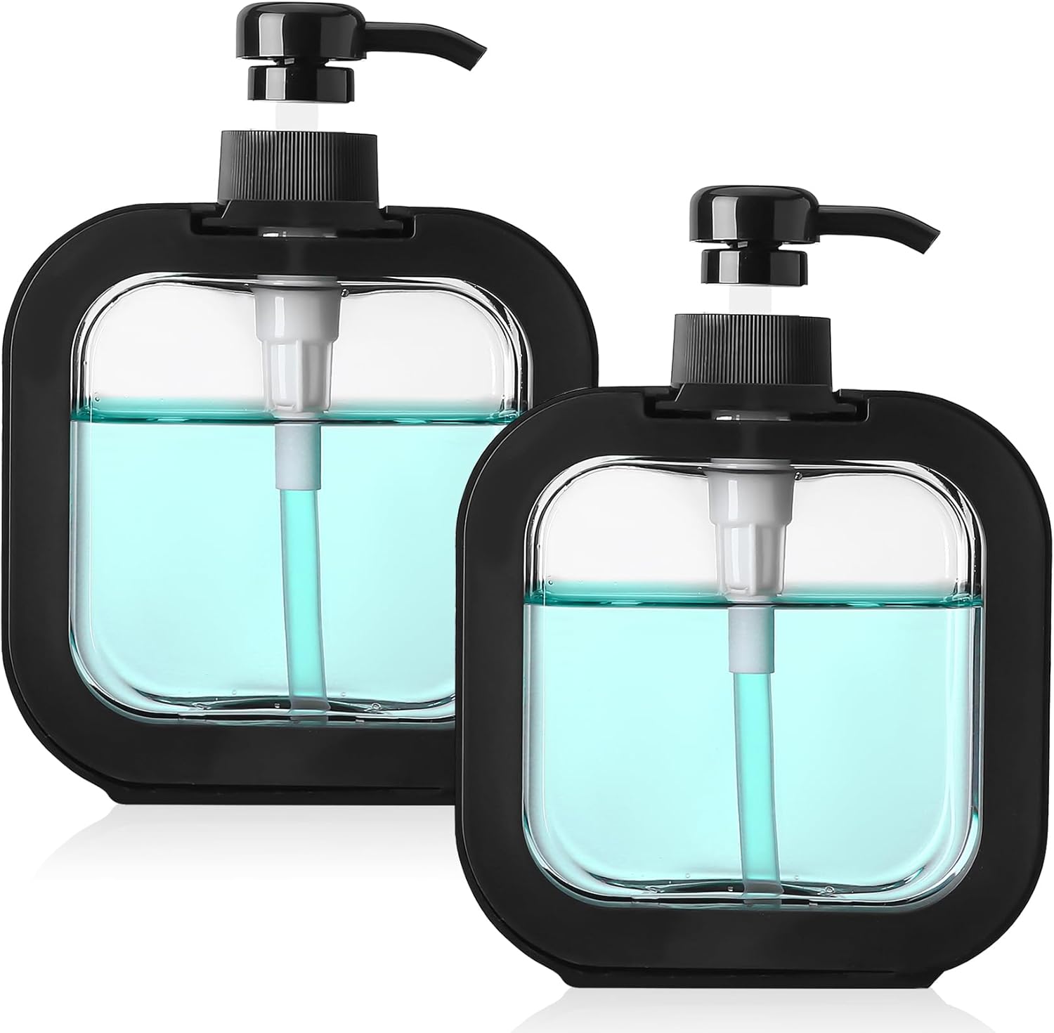 2 Stück 500 Ml Schwarze Seifenspender, Leere Pumpflaschen, Spender Für Flüssiges Spülmittel, Duschgelspender, Leere Kunststoff-pumpflaschen Für Badezimmershampoo Und Lotion