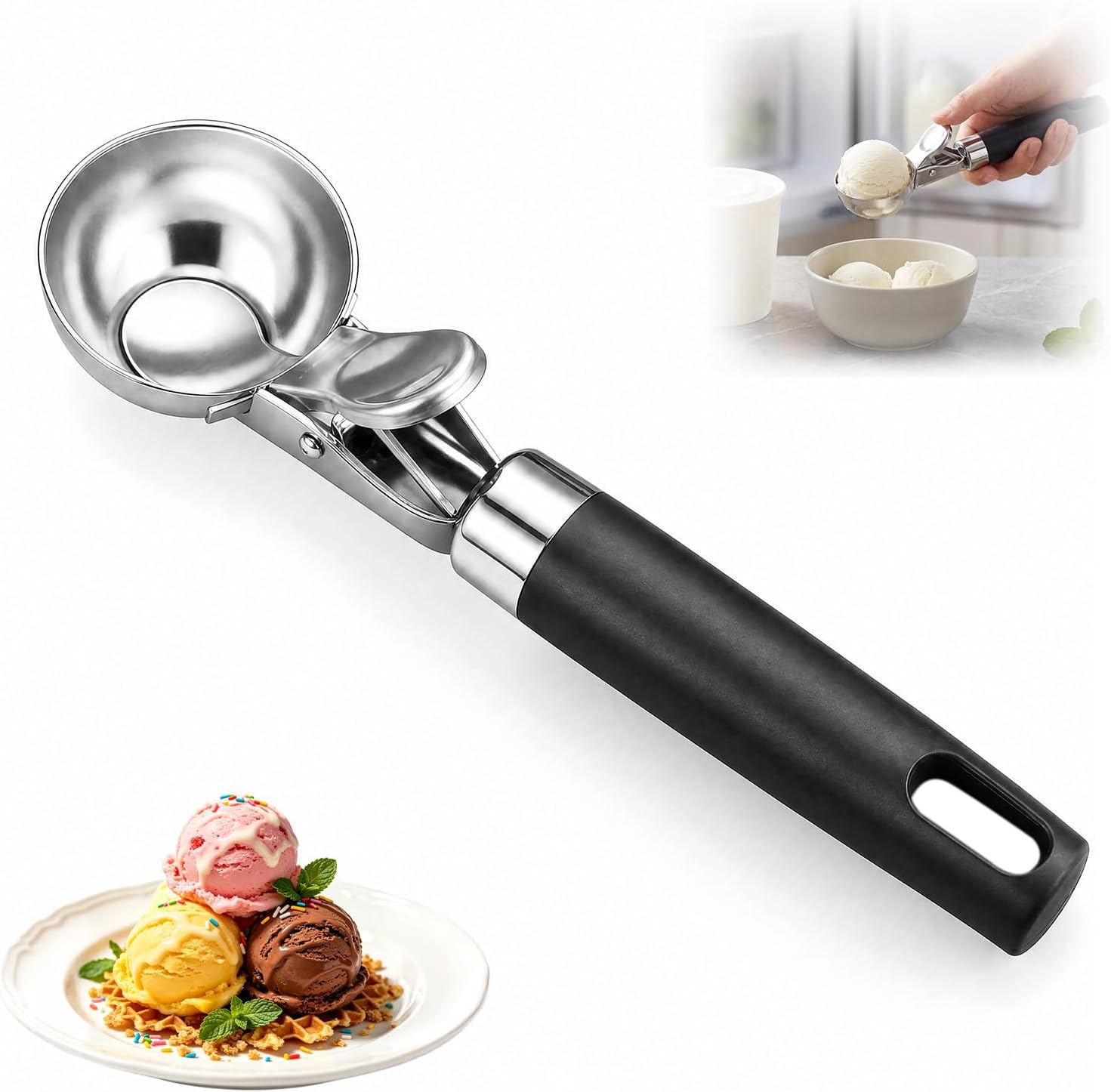 Eiskugelportionierer, 4,8 Cm Durchmesser, Rost- Und Korrosionsbeständig, Geeignet Zum Servieren Von Eiscreme, Joghurt, Fleischbällchen Und Kartoffelpüree