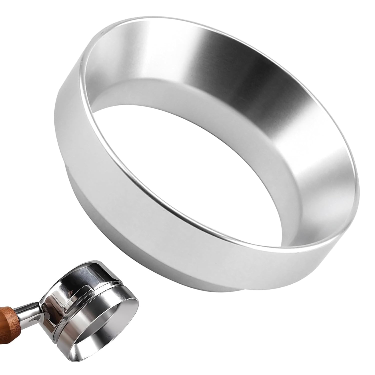 51-mm-espresso-dosierringtrichter, Trichter Aus Aluminiumlegierung Mit Magnetverschluss, Fülltrichter Für Kaffeemaschinen (silber)