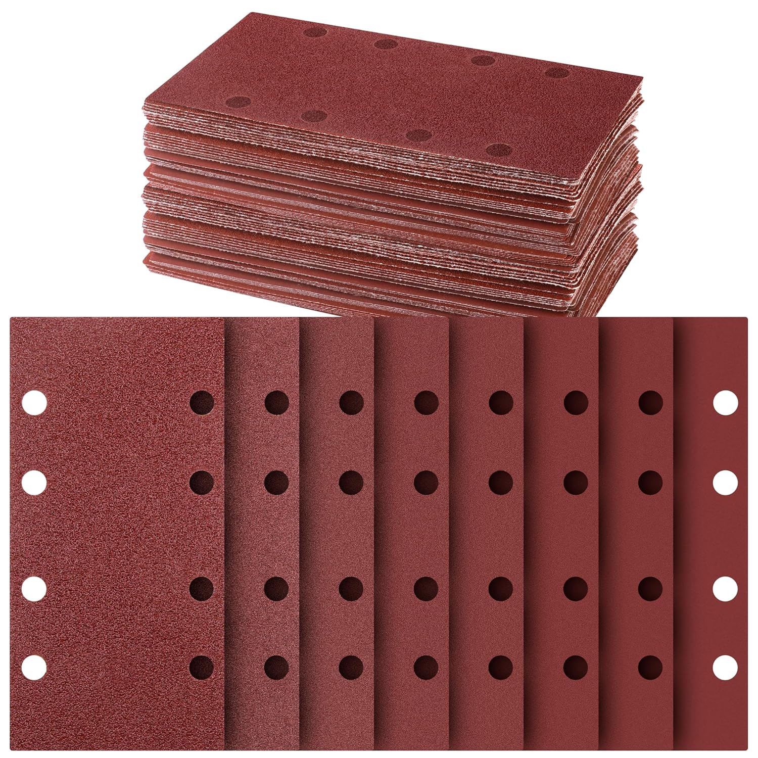 Glaspapierblätter, 8 Hosen, Selbstklebende Fixierung, Auswahl Für Ponceuse 1/3 Blatt, Körnung 60/80/120/180/320/600/800/1000, Holz, Metall, Handarbeiten, Platten Und Andere Oberflächen (40)