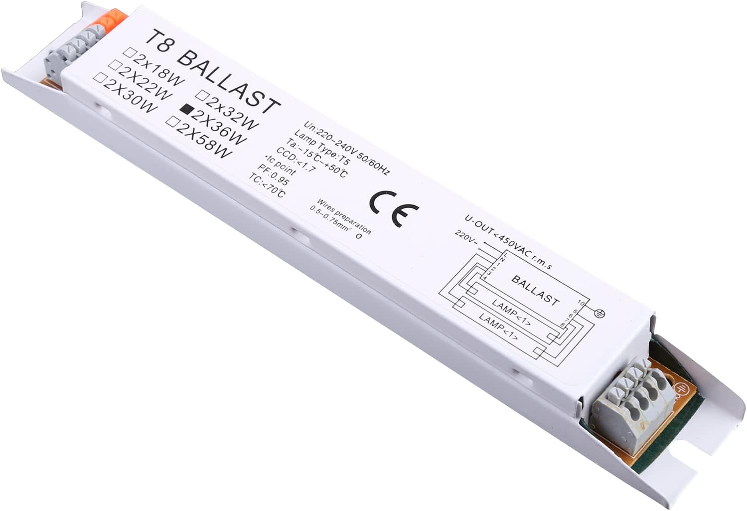 Kompaktes Elektronisches Vorschaltgerät 2x36w T8 Für Leuchtstoffröhren, Ideal Für Zuhause Und Büro.