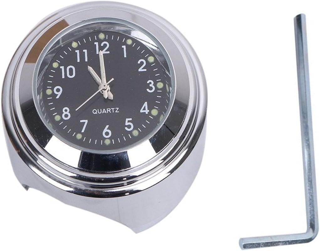 Verchromte Führungsuhr 7/8" Für Yamaha-, Suzuki- Und Kawasaki-motorräder, Schwarzes Gehäuse