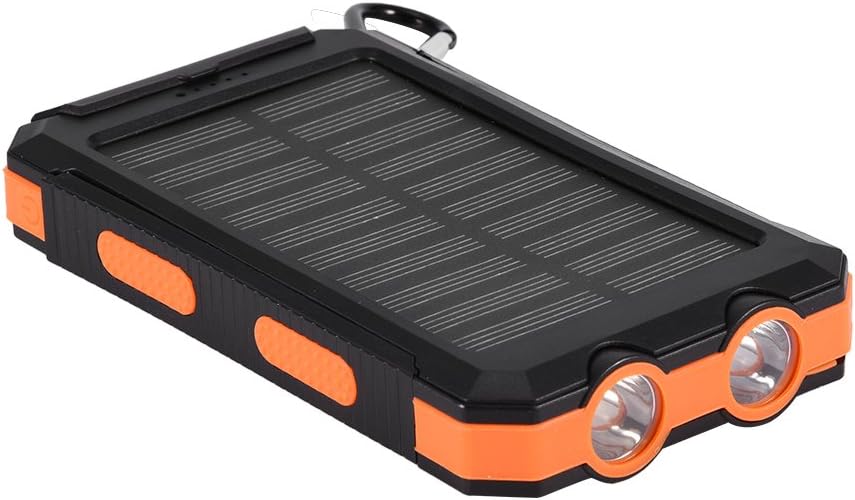 Kit Batterie Sungooyue 10000mah, Schnelles Ladegerät, Tragbarer Usb-anschluss, Ip6, Camping, Reisen Und Randonnée (schwarz Und Orange)