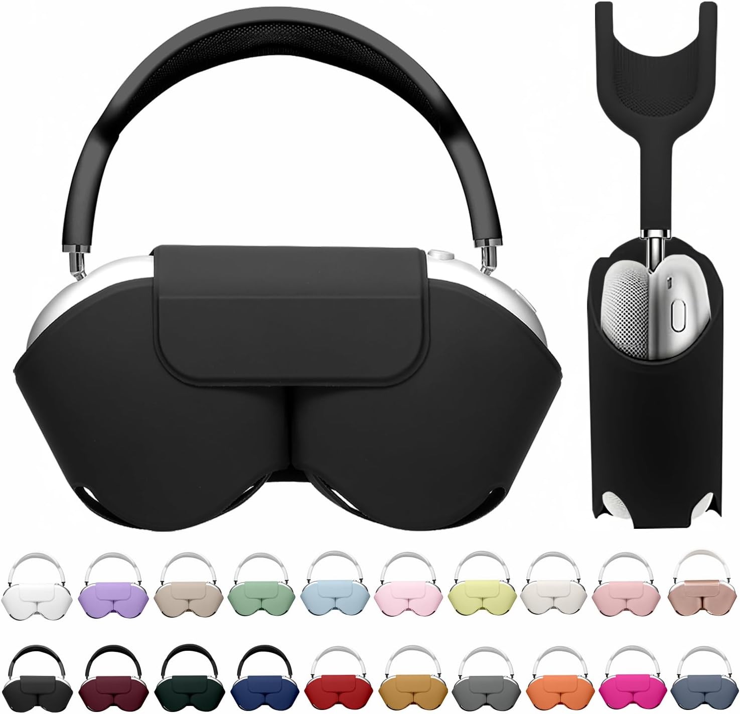 Maxjoy-schutzhülle Für Airpods Max Von Apple, Aus Pu-leder, Mit Schleiermodus, Anti-possière, Für Airpods Pro Max, Schwarz.