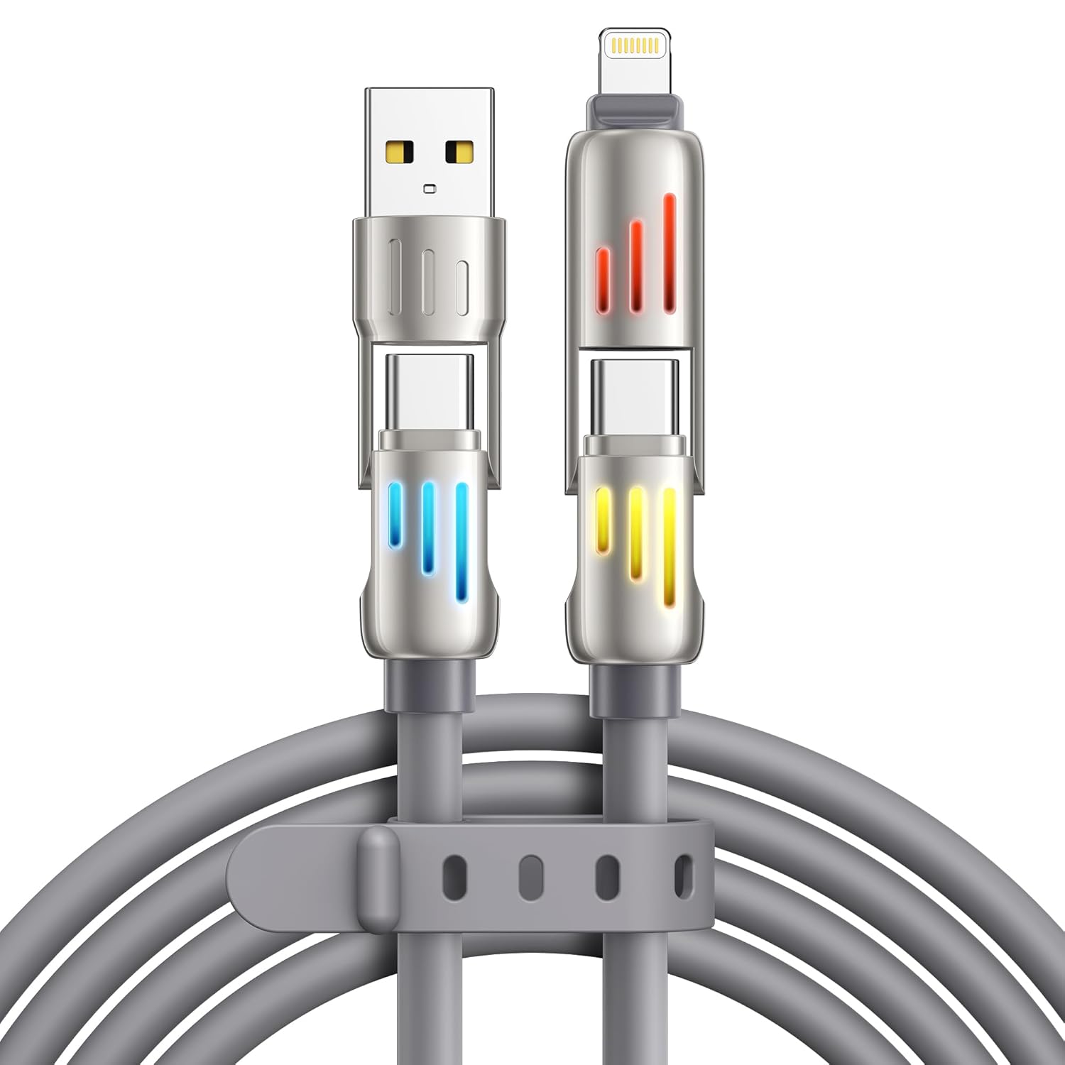 Kann Ladegerät Raviad 240 W 4 Volt 1 Meter (4-polig), Kann Ladegerät Plus Usb A/c Vs. C/l, Kann Mit Lumière Led Rvb Verwendet Werden, Kompatibel Mit Iphone 16, 15, 14 Pro Max/plus Und Samsung.