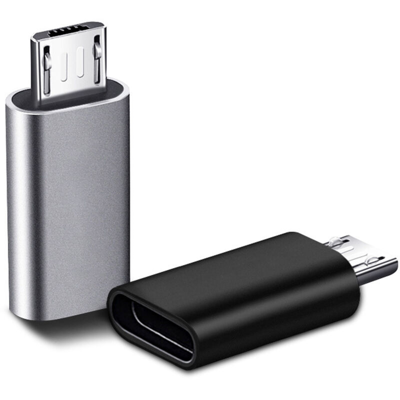 2 Stück Usb-c-adapter, Micro-usb Auf Usb-c, Usb-c-adapter Auf Micro-usb-anschluss, Typ-c-buchse Auf Micro-usb-stecker Adapter Für Pc, Galaxy, Mate Usw. (schwarz, Ein Stück In Silber)