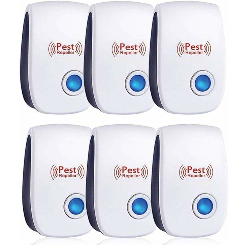 6er Pack Ultraschall-repellent, Ultraschall Maus, Ultraschall Maus Und Ratte Wirksam Gegen Mäuse, Ratten, Fliegen, Mücken, Schadinsekten, Spinnen, Kakerlaken, Sicher Und Ungiftig