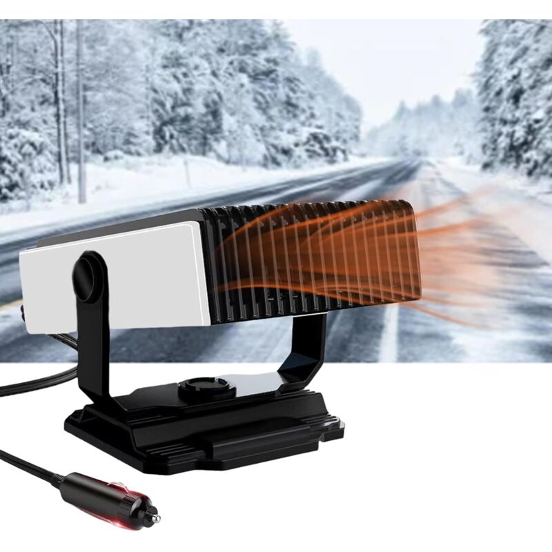Autoheizung, 12 V, 150 W, 2-in-1, Tragbar, 2-in-1, Für Windschutzscheibe, Enteisung, Schnellheizung, Mit 360° Drehbarer Basis (weiß)