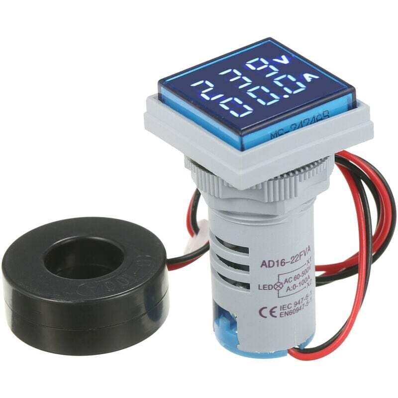 (blau) Mini Digital Quadrat Volt-amperemeter Voltampere Meter Amperemeter Voltmeter Dual Led Anzeige Spannungs- Und Stromanzeige Monitor Ac Panel Meter Ac60-500v Ac0-100a