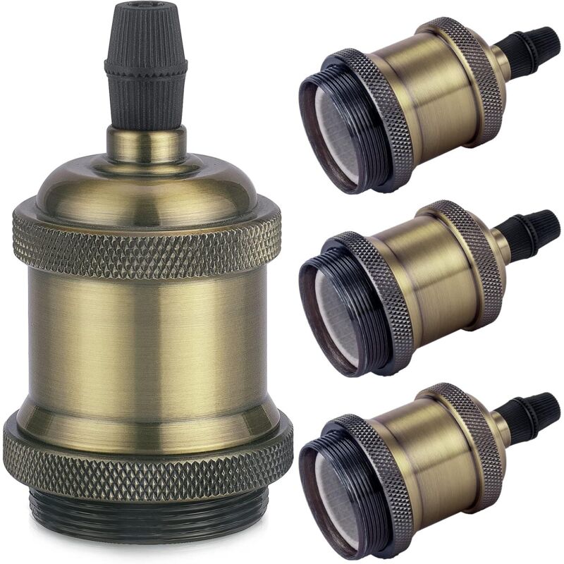 Vintage E27 Lampenfassung, Edison Eetro Hängelampe, Solider Keramikadapter, 4 Stück Champagner Gold Socket