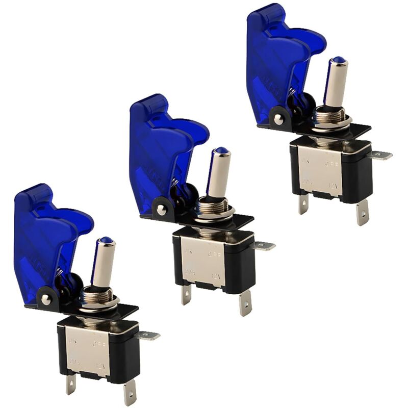 Blauer 12-v-20-a-led-kippschalter, 3er-set (28 X 16 X 61 Mm), Ein/aus-hebel, Modifizierter Beleuchteter Kippschalter Für Auto Mit Abdeckung