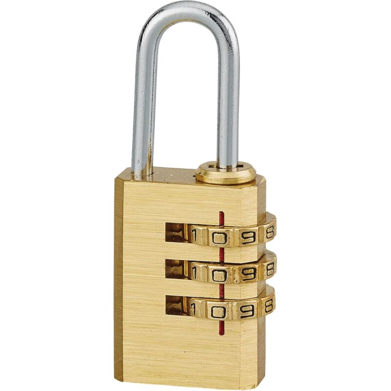 Kombinationsschloss - Gehäuse Aus Massivem Messing, 3-stelliger, Zurücksetzbarer Code, Bügel Aus Vernickeltem Stahl - Sichere Schließfächer, Werkzeugkästen Und Reisetaschen - Langlebig, Kompakt Und
