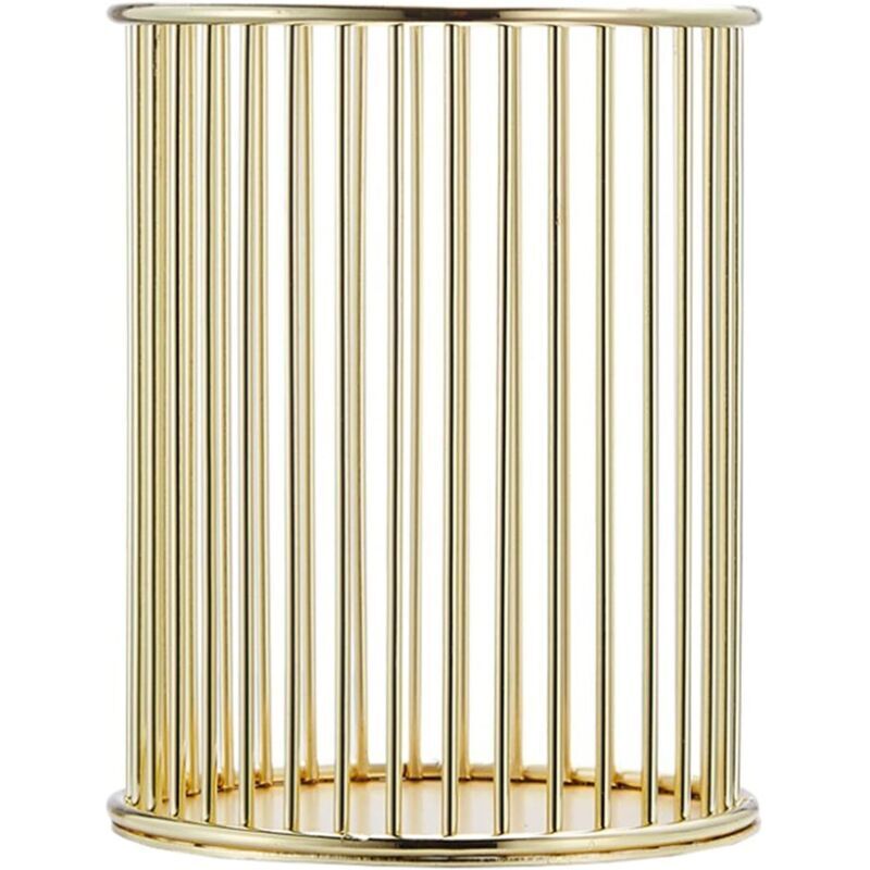 Topf Buntstifte Metall Pinsel Rund Langlebig Topf Buntstifte Ausgehöhlt Goldener Topf Buntstifte Eisen Durchbrochener Topf Buntstifte Rund Metallisch Briefpapier Aufbewahrung Organizer Behälter - Gold