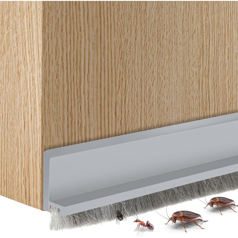 Integrierte Türbodendichtung Mit Bürste, Selbstklebende Türdichtung, Schalldicht Und Insektenabweisend (klein, Grau)