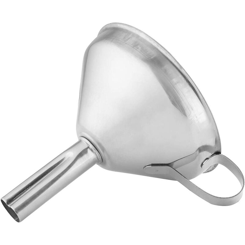 Edelstahltrichter Mit Griff, Küchenutensil Zum Abfüllen Von Flaschen, Umfüllen Von Flüssigkeiten, Metalltrichter Durchmesser 10 Cm, Silber