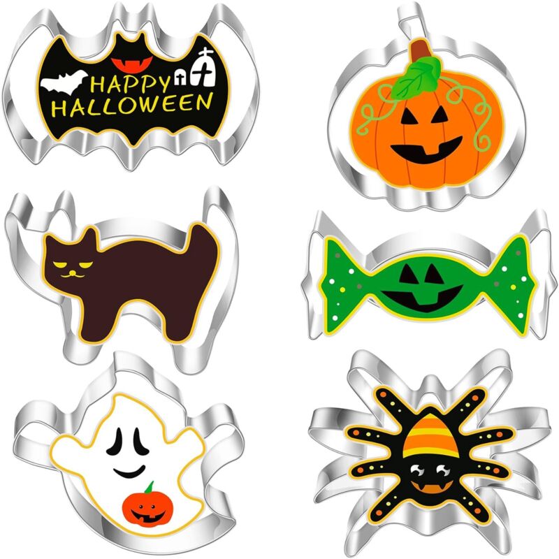 Set Mit 6 Halloween-ausstechern In Verschiedenen Formen, Aus Edelstahl, Zur Dekoration Von Kuchen Und Keksen