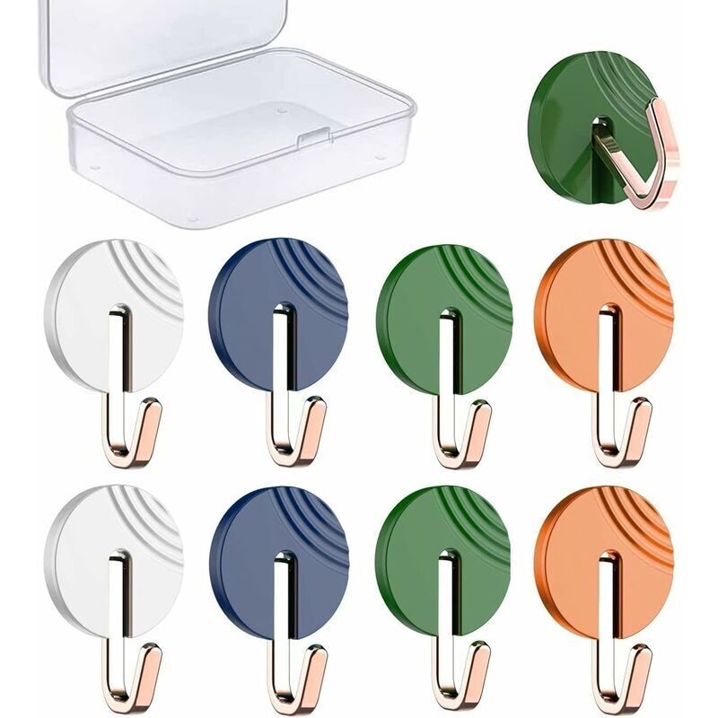 Klebehaken Für Badezimmer, Wandhaken Ohne Bohren, Handtuchhalter, Geschirrtuchhalter Für Die Küche, Selbstklebende Haken, 8 Stück, 4 Farben, Drehbar