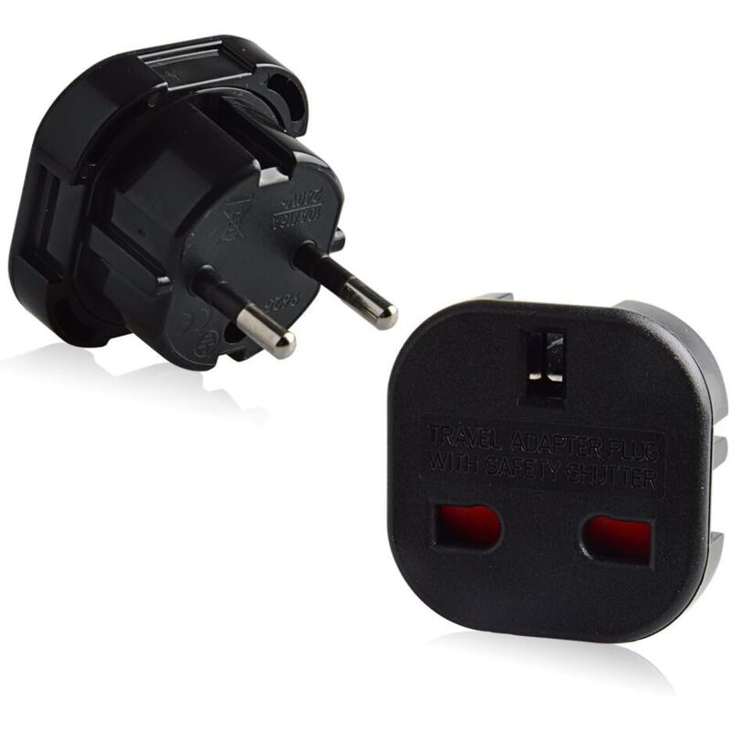 2x Adapter Stecker Uk/großbritannien/uk 3 Stifte Auf Französisch/europäische/frankreich/europa 2 Stifte Reiseadapter (2er-pack)