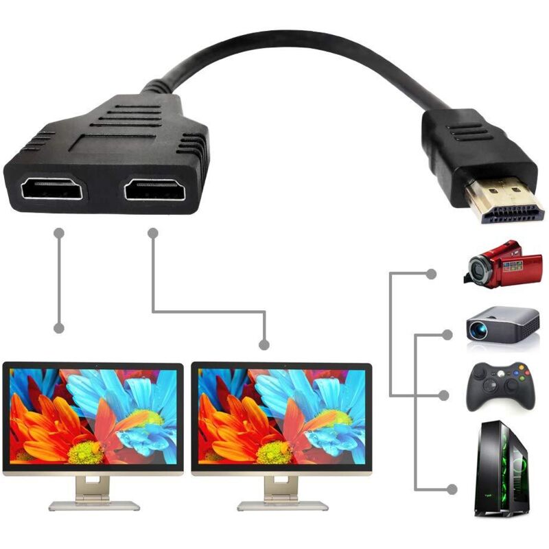 Hdmi-stecker Auf Doppel-buchse Adapterkabel, Unterstützt Zwei Fernseher Gleichzeitig In Der Gleichen Größe