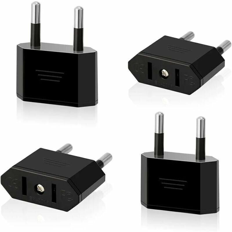 4er-pack Us-reisestecker Auf Eu, Us-auf-2-polig-konverter-adapter Für Us-betriebene Geräte (schwarz)