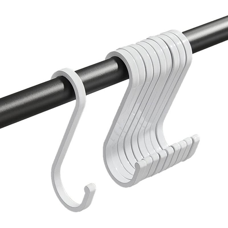 Set Mit 10 Robusten S-haken Für Töpfe, Pfannen, Tassen, Utensilien, Kleidung, Taschen, Handtücher, Pflanzen (weiß)