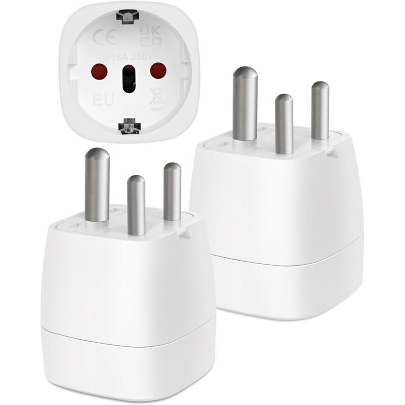 2 Stück Indien Stecker Adapter, Reiseadapter Zubehör, Eu Auf Typ D Stecker, Reiseadapter Für Indien, Nepal, Sri Lanka, Mosambik