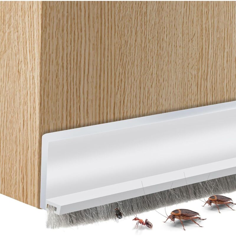 Integrierte Türbodendichtung Mit Bürste, Selbstklebende Türdichtung, Schalldicht Und Insektenabweisend (groß, Weiß)