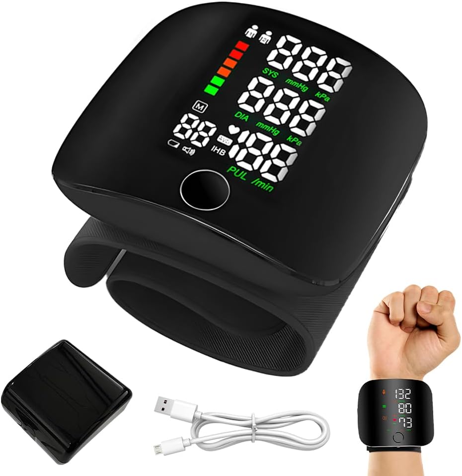 Professionelles Blutdruckmessgerät Fürs Handgelenk, Großes Lcd-display – Verstellbare Manschette Mit Speicherfunktion, Blutdruckmessgerät Mit Vorgeformter Manschette (13,5–21,5 Cm)