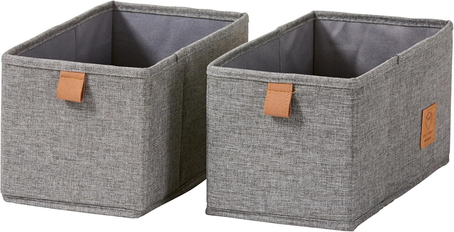 Premium – 2er-set Aufbewahrungsboxen Aus Stoff (28 X 47 X 20 Cm) – Faltbarer Schubladenorganizer Für Kleidung – Graues Leinen – Für Kommode, Kleiderschrank, Unterwäsche