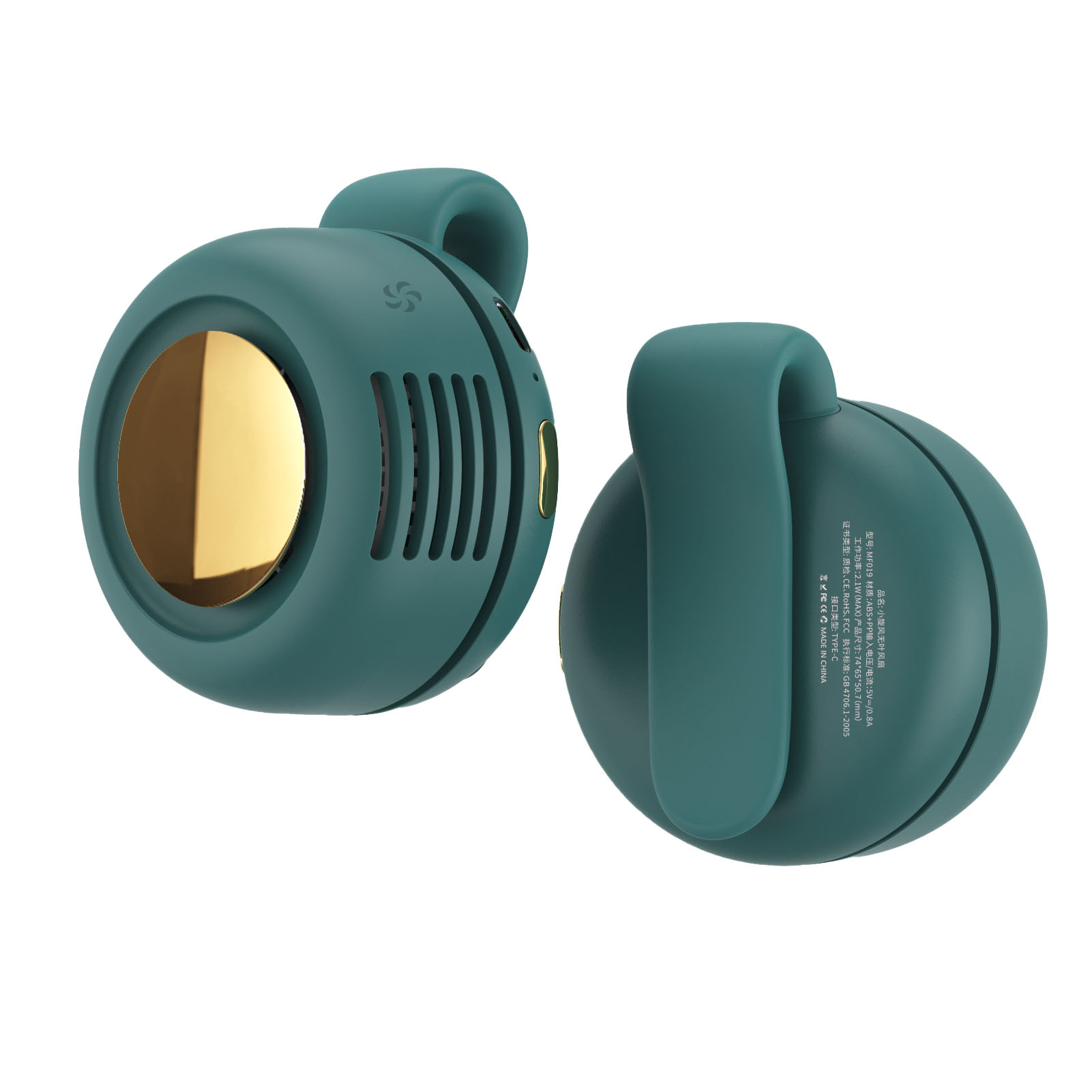Wiederaufladbarer, Tragbarer, Klingenloser Usb-ventilator Mit Mini-clip Für Sport, Arbeit Und Outdoor-aktivitäten (grün).