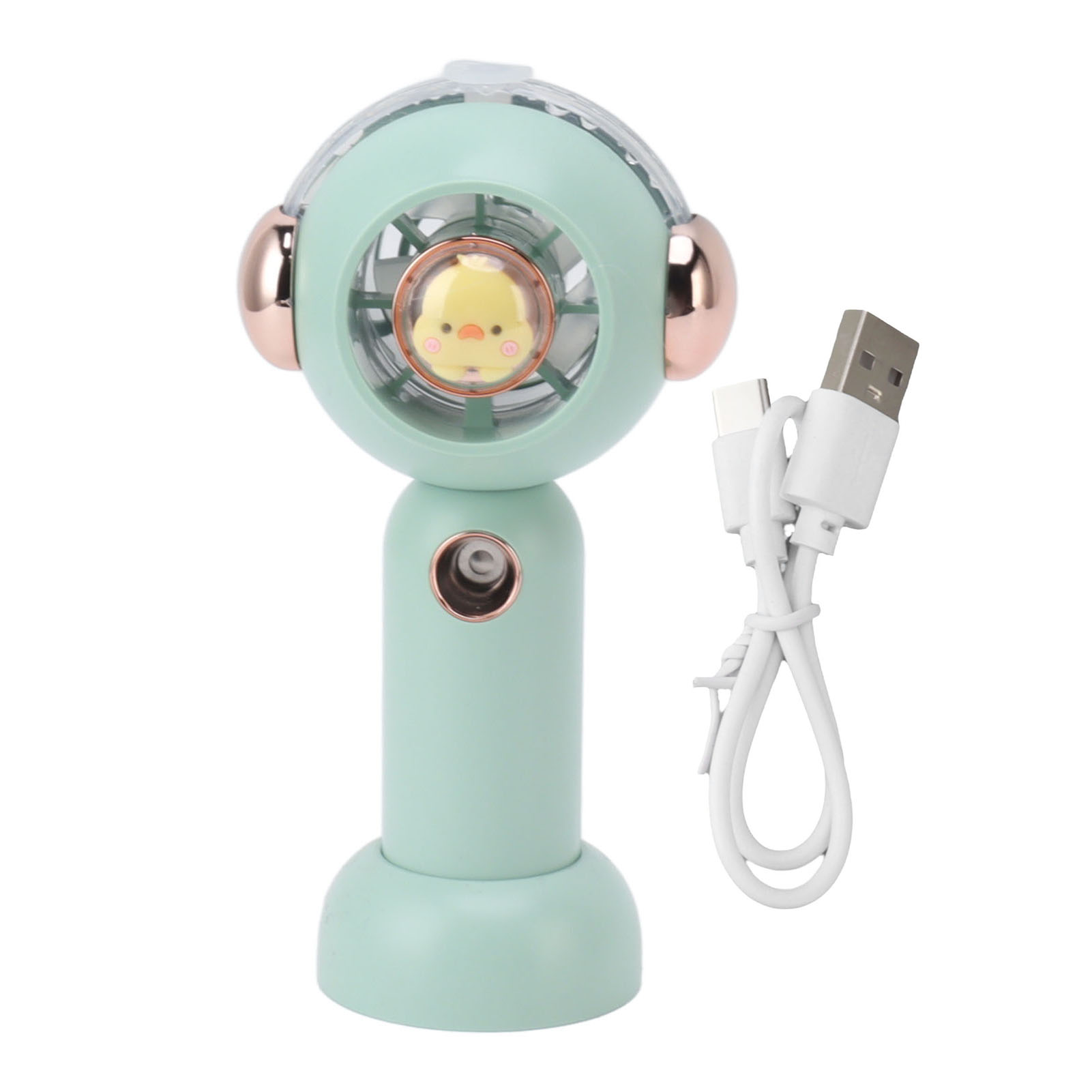 Attraktiver, Tragbarer Sprühventilator Mit Zerstäubungsfunktion, Usb-aufladbar, Klein, Grün, 500 Mah