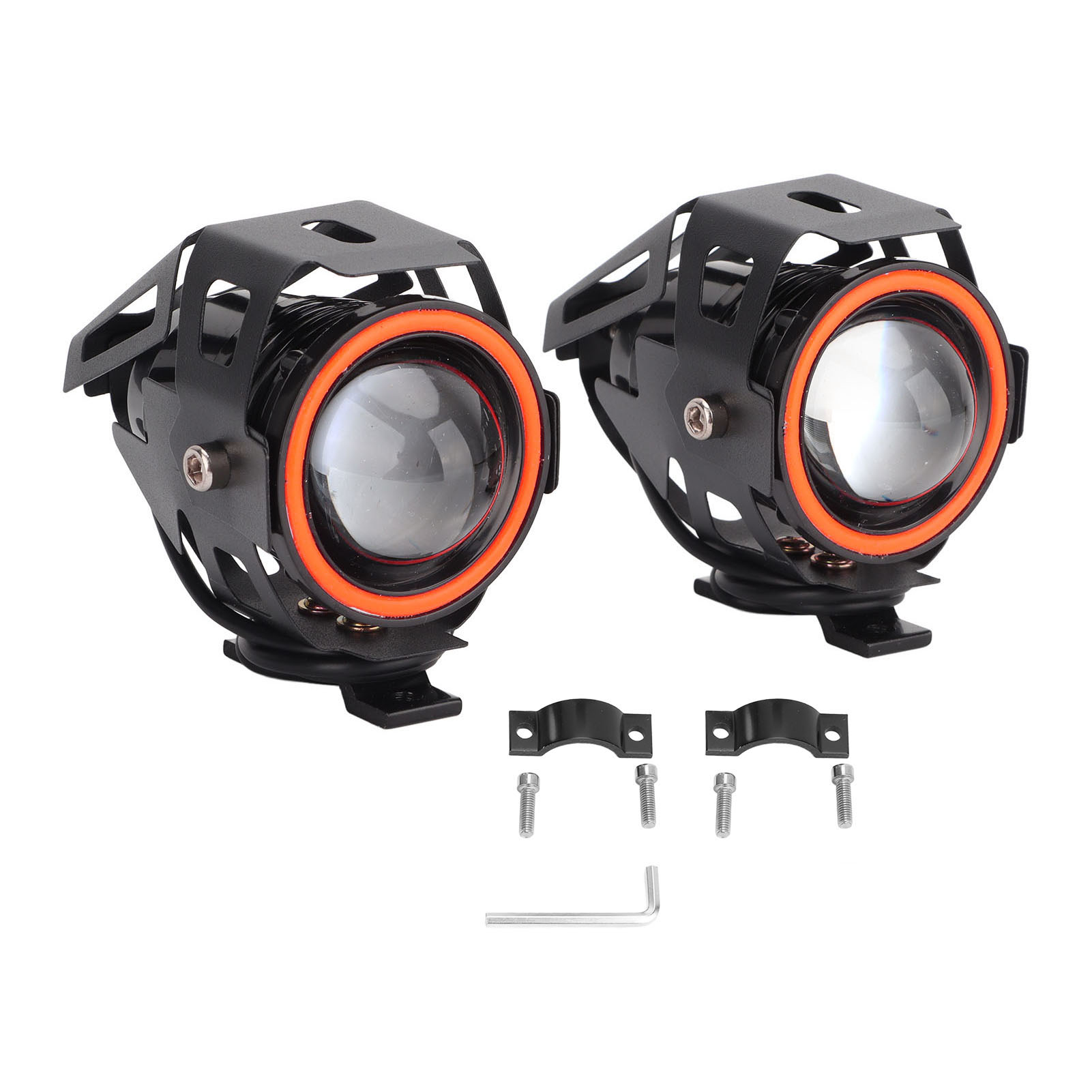Led-motorradscheinwerfer Mit Halo-ring, Ip54 Wasserdicht, Einstellbare Helligkeit, Lange Lebensdauer, 12-60v Dc Stromversorgung.