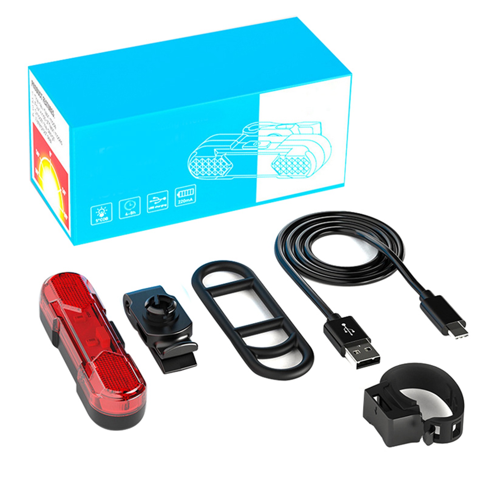 Rotes Fahrradrücklicht Mit Schnellladefunktion Über Usb, Hohe Helligkeit Und Mehrere Beleuchtungsmodi Für Fahrräder