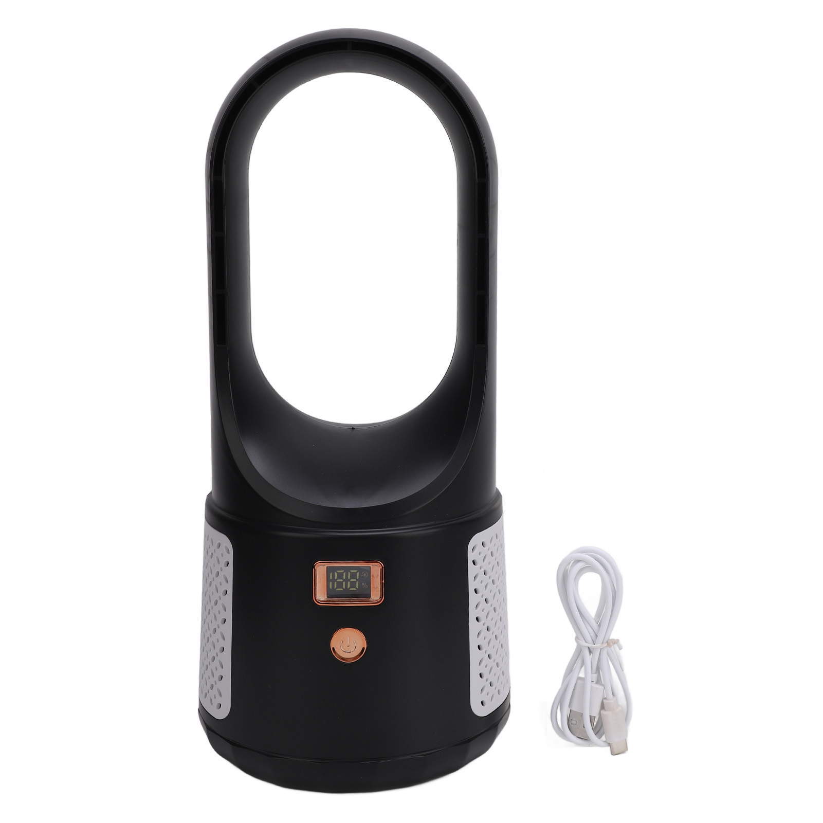 6-stufiger Usb-tischventilator, Leise Und Tragbar, Ohne Rotorblätter, Mit Batterieanzeige, Für Zuhause, Schlafzimmer Oder Büro (schwarz).