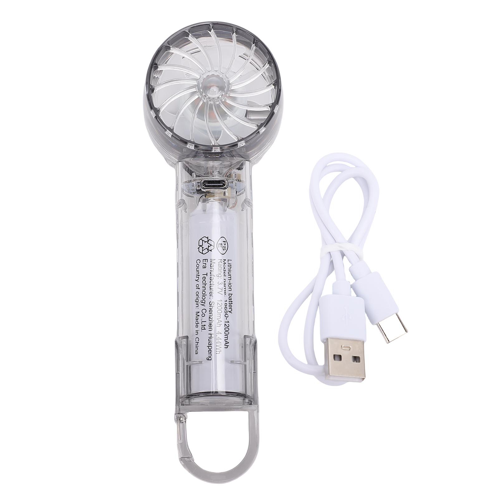 Mini-tragbarer Ventilator Mit 3 Geschwindigkeitsstufen Und Kühlmodus, Mit Usb-kühlakku-funktion, Transparent, Ideal Für Reisen Und Pendeln (schwarz).