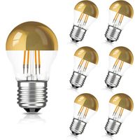 G45 Kopfspiegellampe Silber Led Glühbirne E27 Sockel Edison Lampe Ersetzt 40 Watt, 4w, 240 Lumen, 2700k Warmweiß, Led Filament Fadenlampe, Dimmbar, 220v, Gold(6 Artikel)