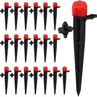 20 Stück Verstellbare Bewässerungstropfer, 360-grad-mikro-tropfsprinkler Mit 8 Löchern Für 4/7-mm-schläuche, Einsteck-bewässerungstropfer, Rot (mit Anschlussstück)