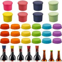 Set Mit 26 Wiederverwendbaren, Mehrfarbigen Silikonverschlüssen Für Wein-, Bier- Und Glasflaschen